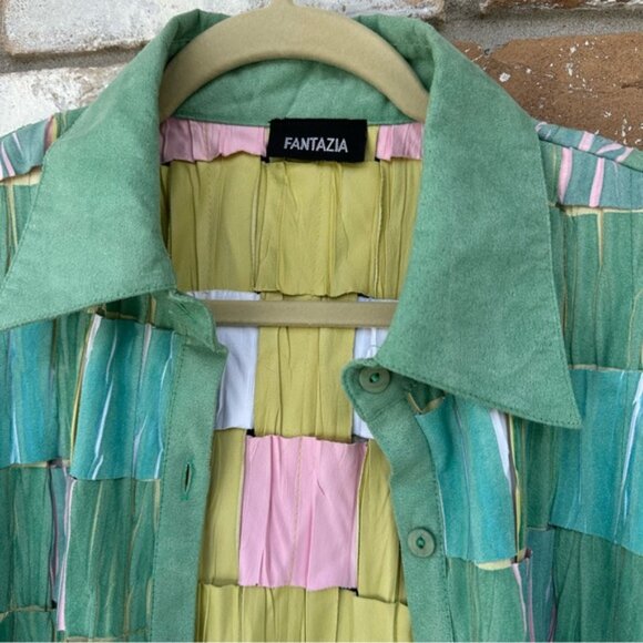 Fantazia Faux Suede Ribboned Jacket or Blouse - Picture 2 of 12